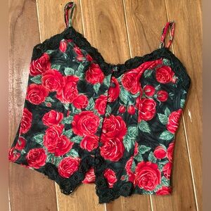 Sexy Y2K Victoria's Secret Red Floral Camisole